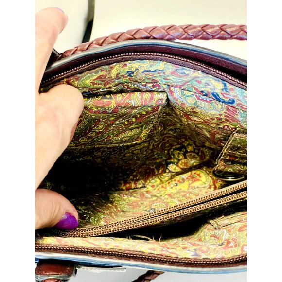 Bueno Faux Leather Medium Alligator Print Embossed Satchel Shoulder Brown - Picture 7 of 10